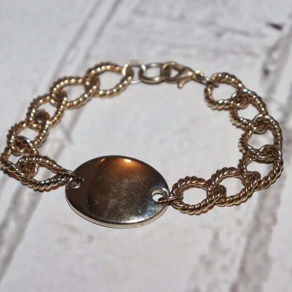 Gold chain link ID bracelet 7.25" - Picture 1 of 4